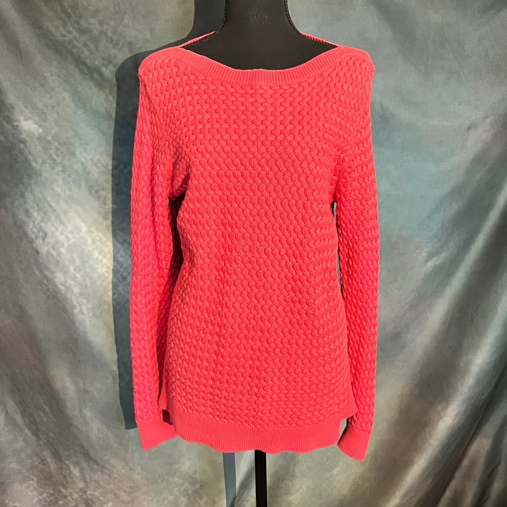 L.L. Bean Women's‎ Coral Knit Sweater Size XL Textured Cotton Blend
